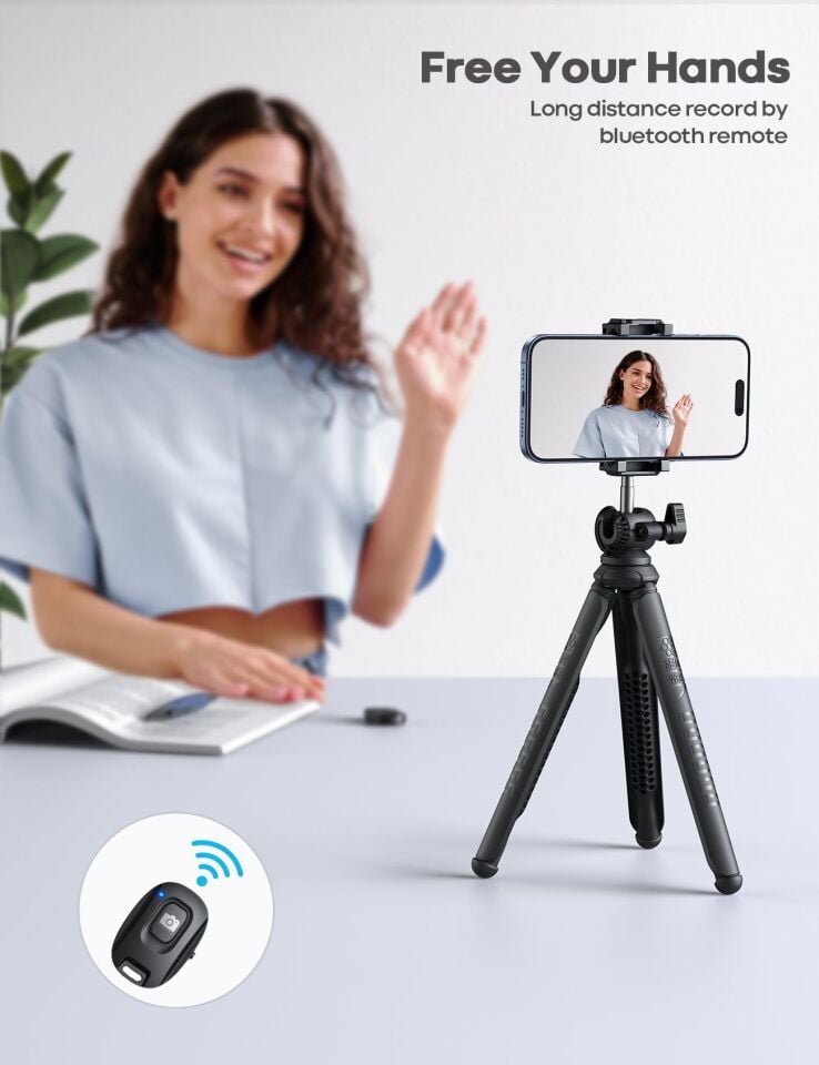 Lamicall Cep Telefonu ve Kamera Uzaktan Kumandali Selfie Çubugu Tripod STTP02