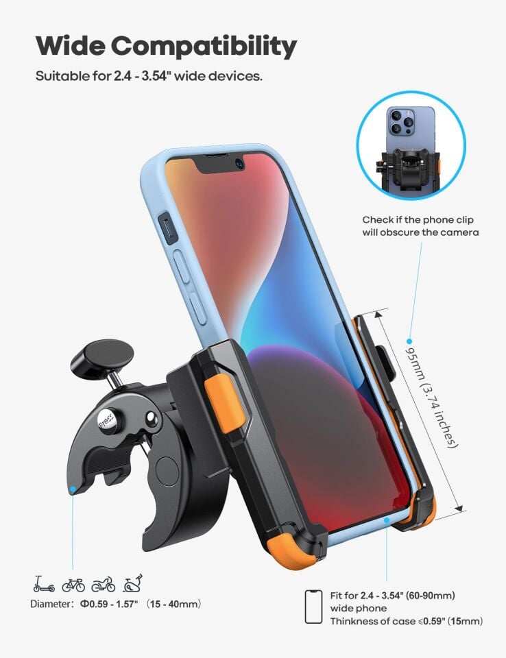 Lamicall Motosiklet ve Bisiklet Telefon Tutucu Kolay Sök Tak BP09O