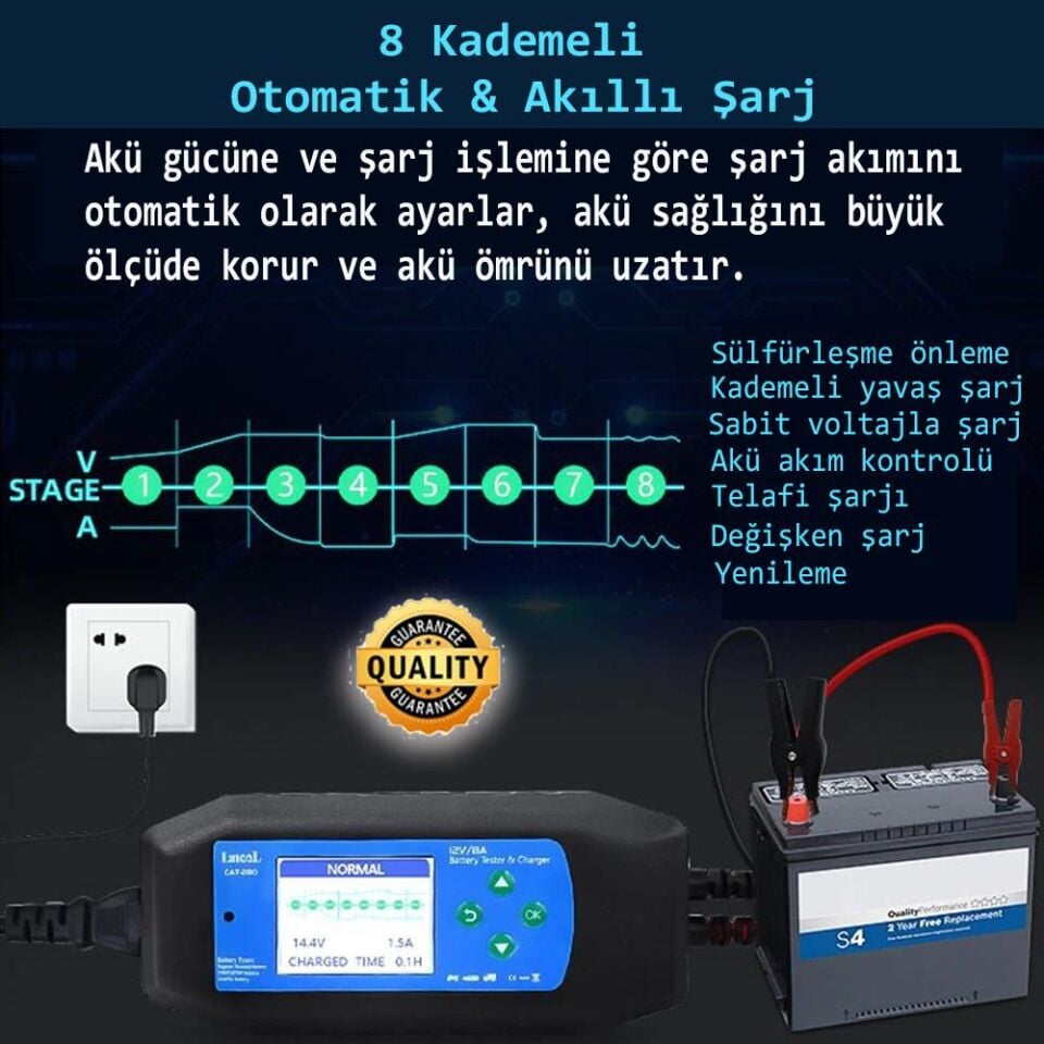 Lancol Akü Test ve Sarj Cihazi 12V/8A CAT-280