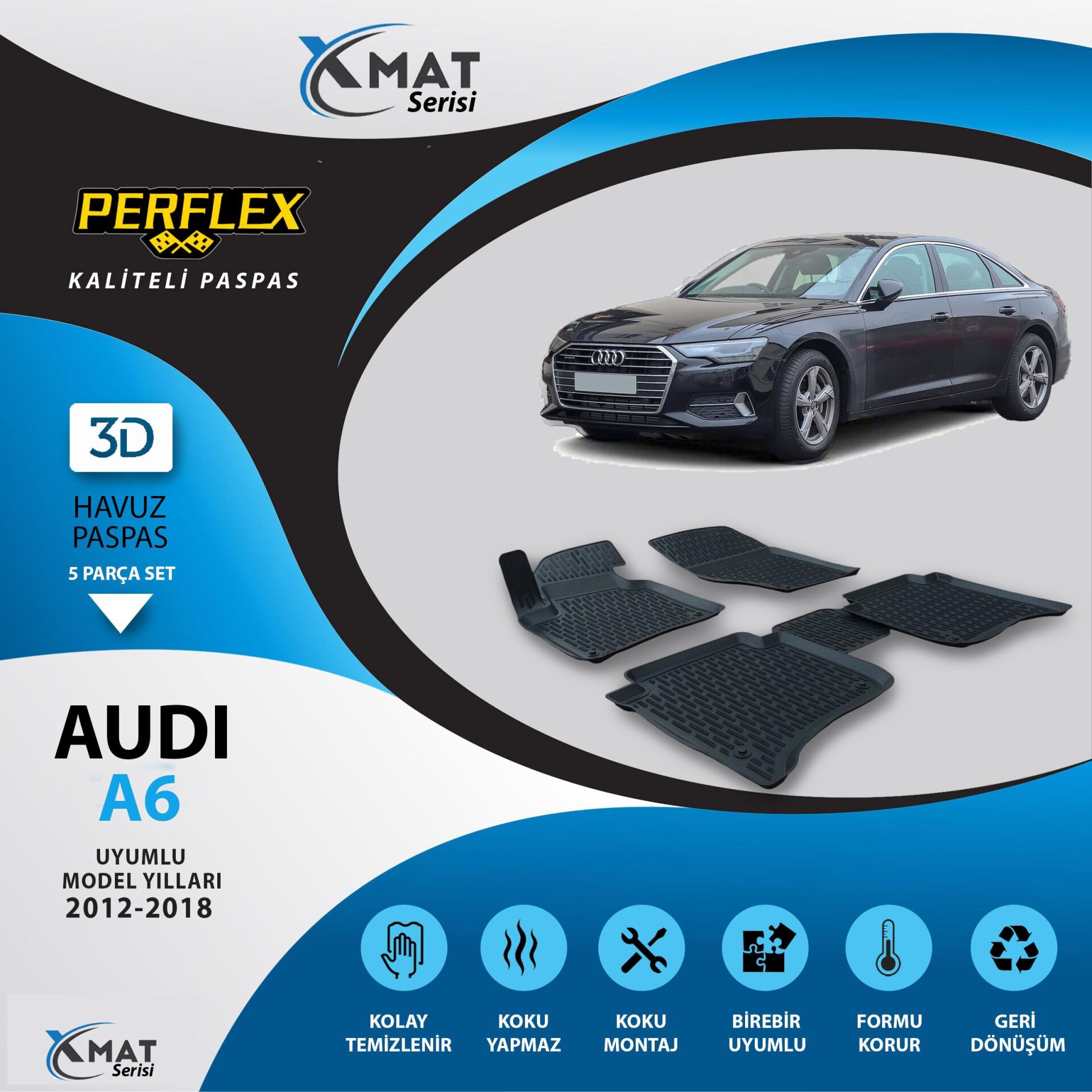 Perflex Paspas 3D Havuzlu X-Mat Audi A6-C8 2012-2018