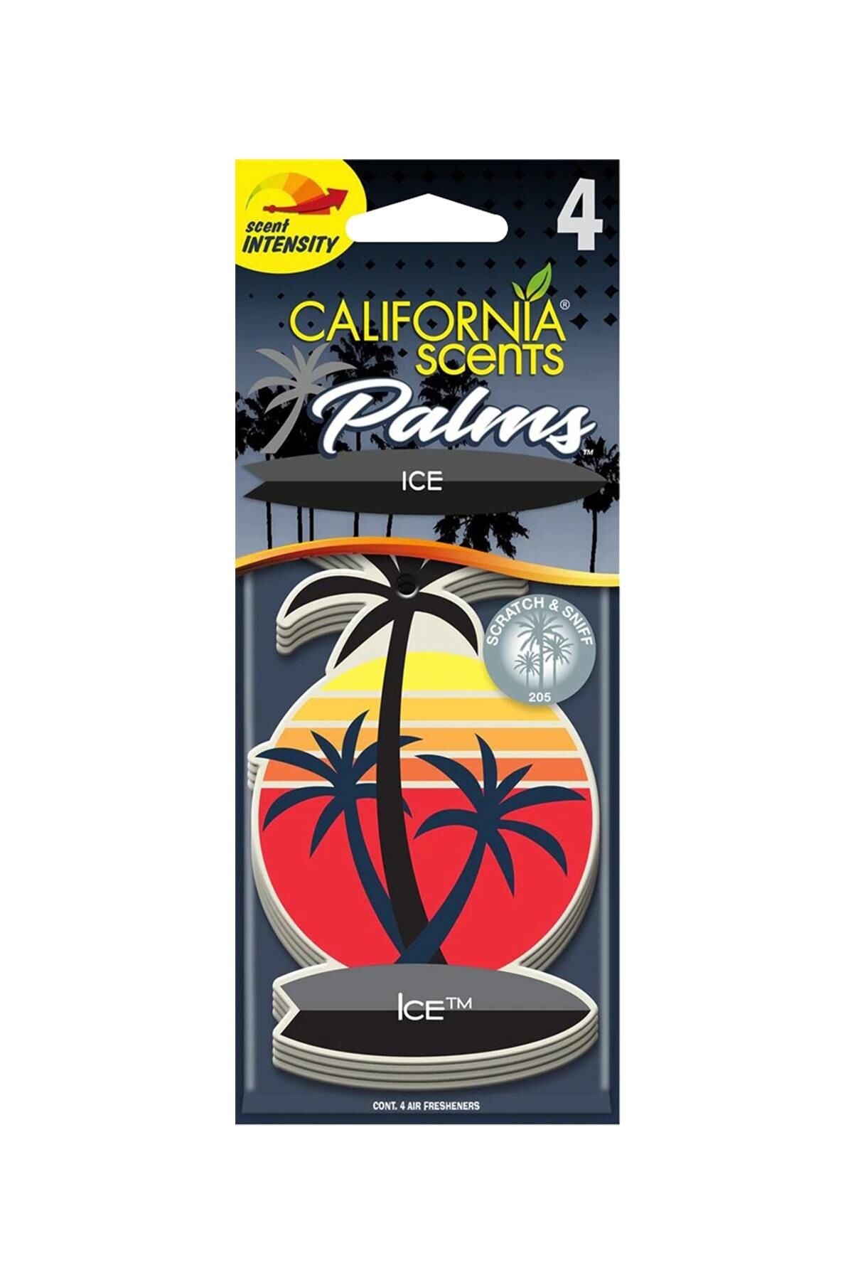 California Scents Palms Ice  Sandal Agaci, Bergamot ve Limon Bilesimli Asma Koku 4'lü Set