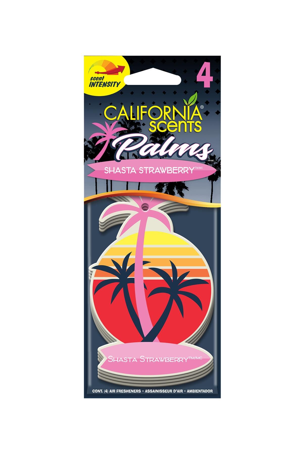 California Scents Palms Shasta Strawberry Taze Çilek Parfümlü Asma Koku 4'lü Set