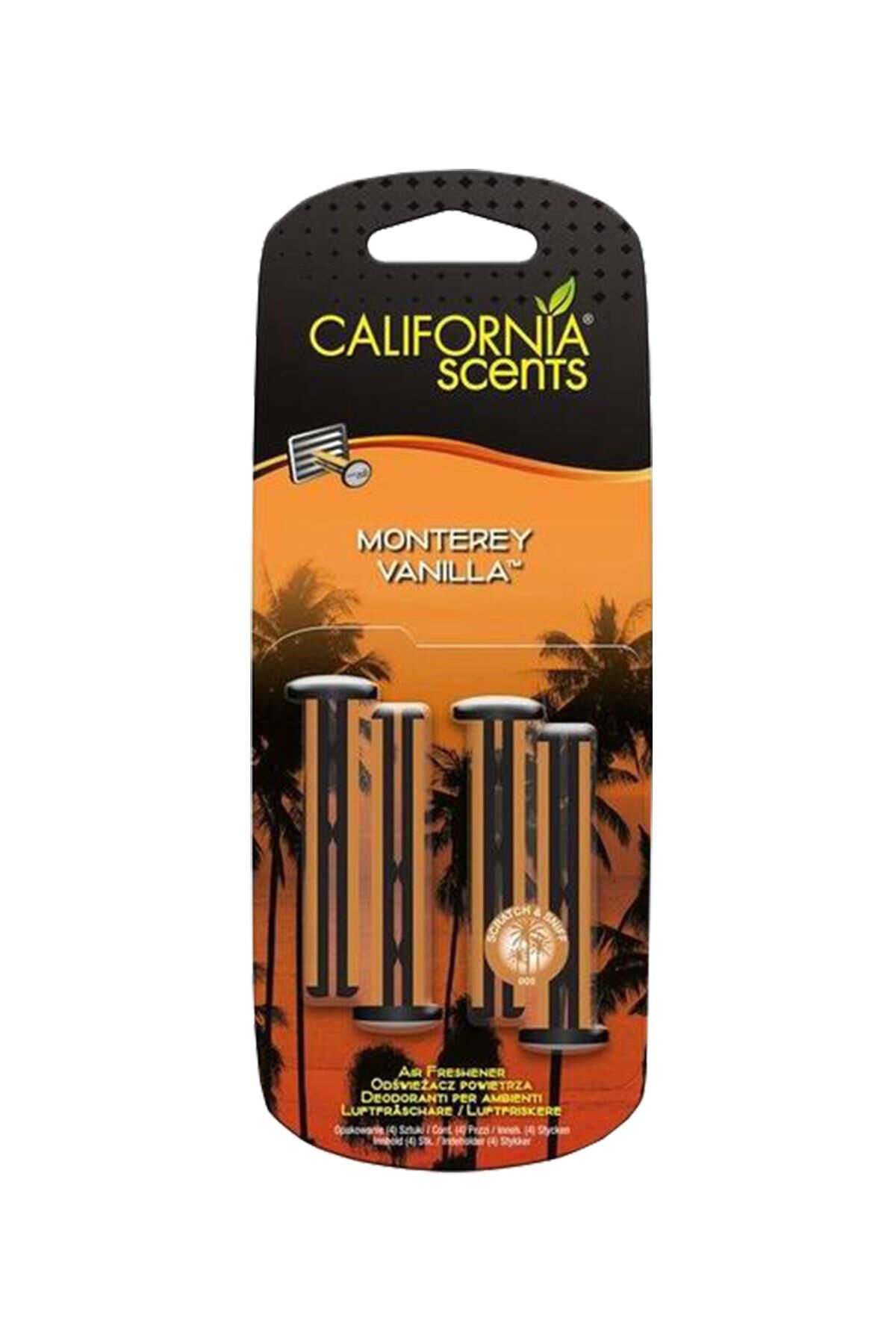 California Scents Vent Stick Monterey Vanilla Tatli Vanilya Parfümlü Kalorifer Geçme Koku 4'lü Set