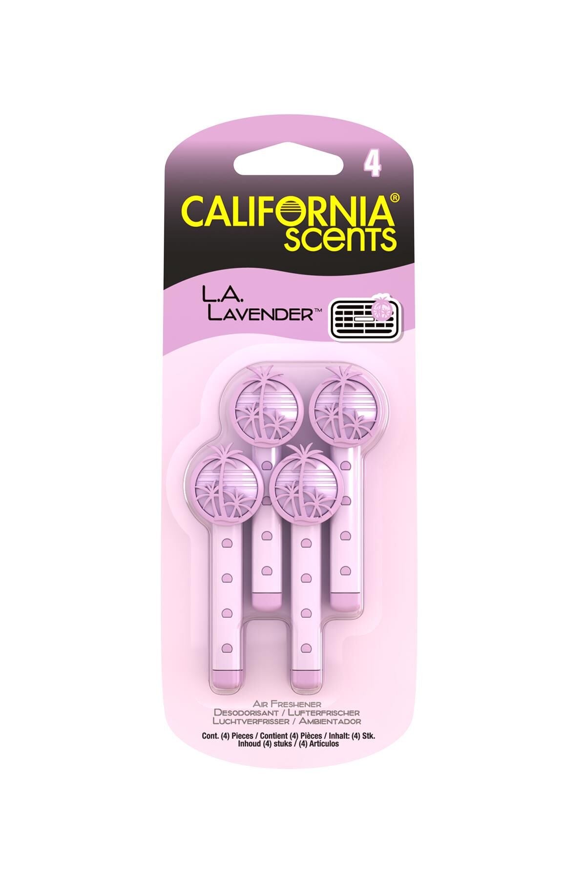 California Scents Vent Stick LA Lavender Lavanta Çiçegi Parfümlü Kalorifer Geçme Koku 4'lü Set