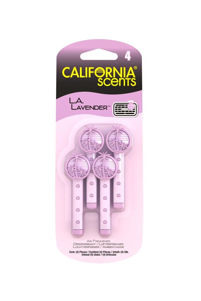 California Scents Vent Stick LA Lavender Lavanta Çiçegi Parfümlü Kalorifer Geçme Koku 4'lü Set