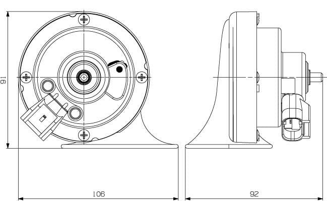 Seger Salyangoz Da-Dat Korna ince-Kalin Ses 12V (Opel-Chevrolet) Delphi 1530 Soketli 60BO12.000.05K