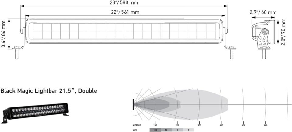 Hella Off-Road Led Lamba 12V-24V 21.5'' Hareketli Montaj 1FJ358176-401
