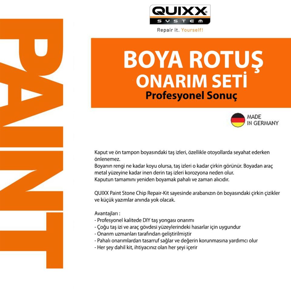 QUIXX Oto Boyasi Tas izi Onarim Seti Kirmizi Boya