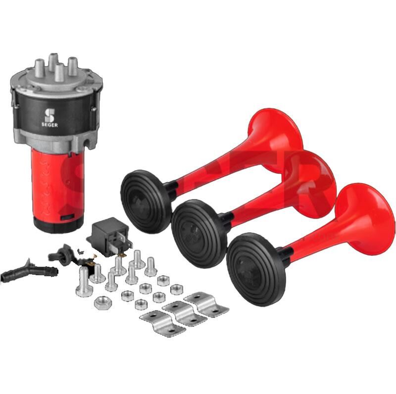 Seger 3 Borulu Melodili Kompresörlü Kirmizi Korna 80KH12.000.03B