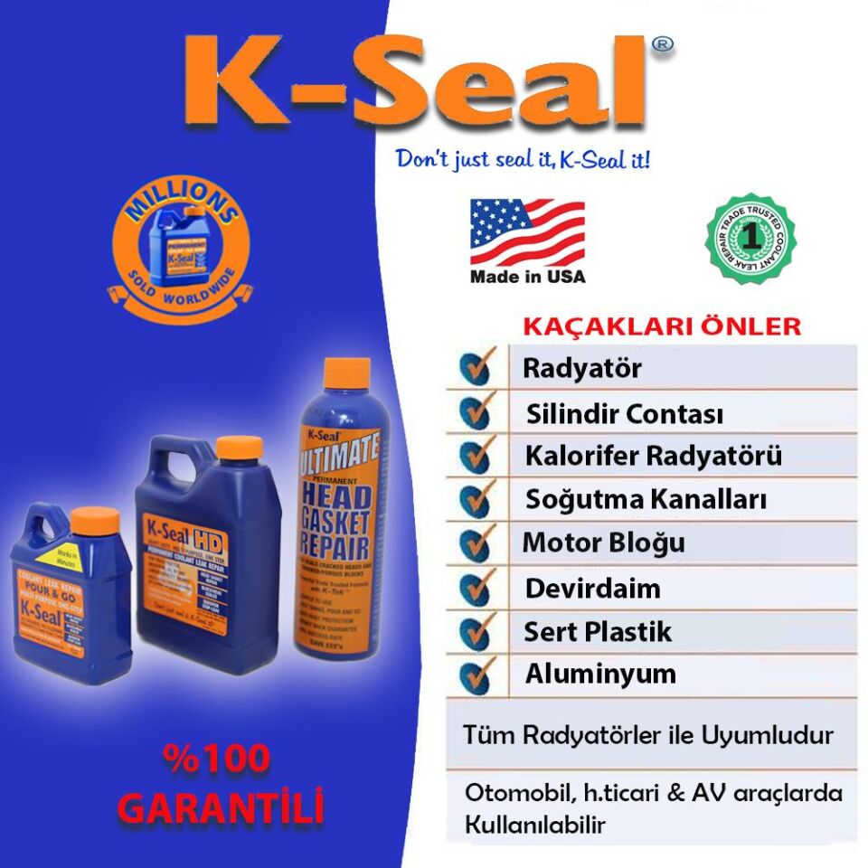 K-Seal Çok Amaçli Sivi Sogutma Sivisi Radyatör Kaçak Kalici Onarim 236ml