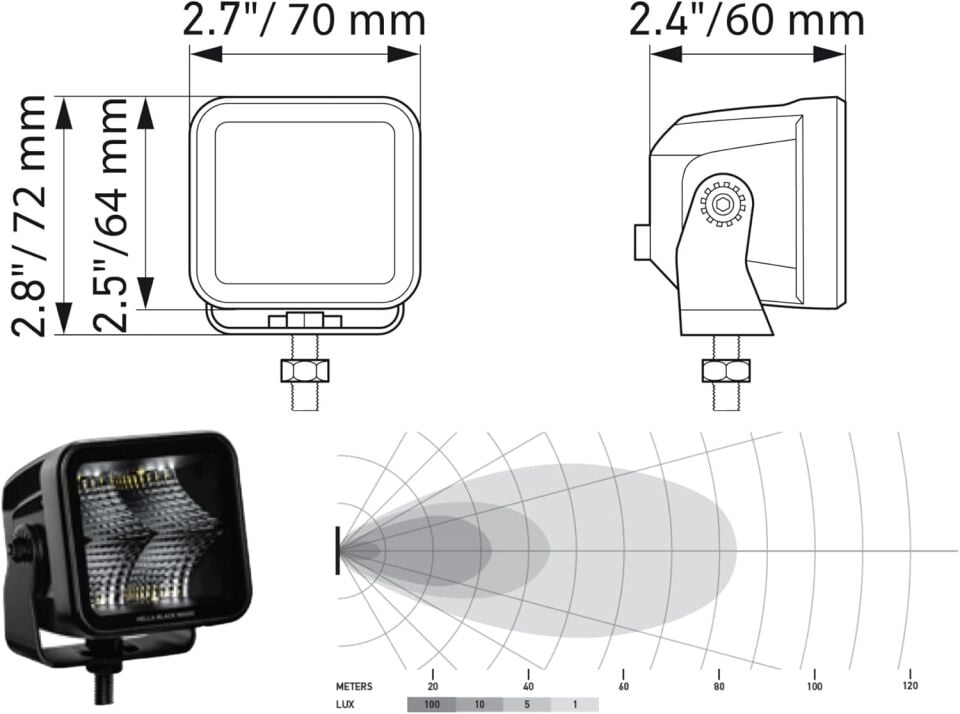 Hella Off-Road Led Lamba 12V-24V 81MM Hareketli Montaj 1FA358176-811