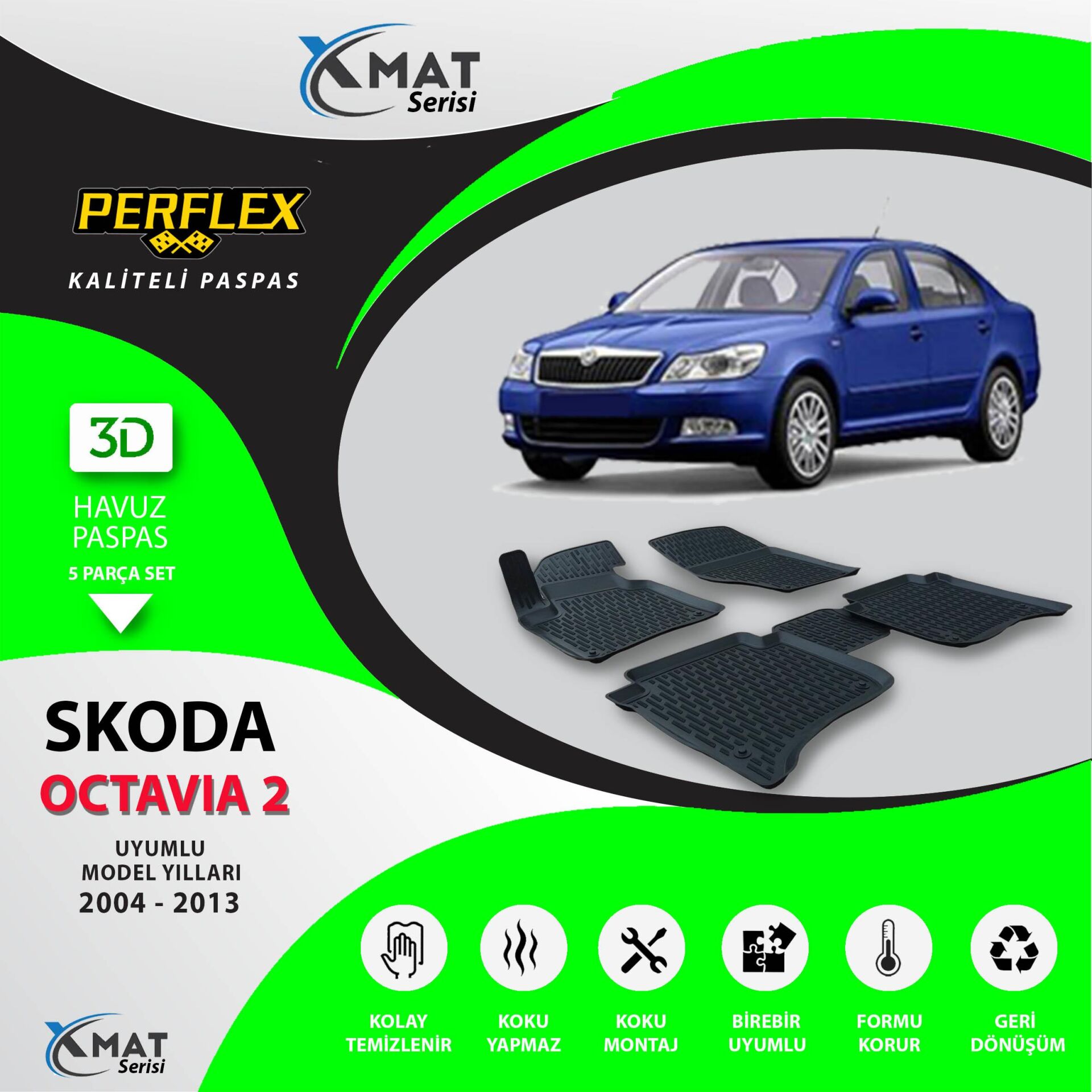 Perflex Paspas 3D Havuzlu X-Mat Octavia Ii 2004-2013