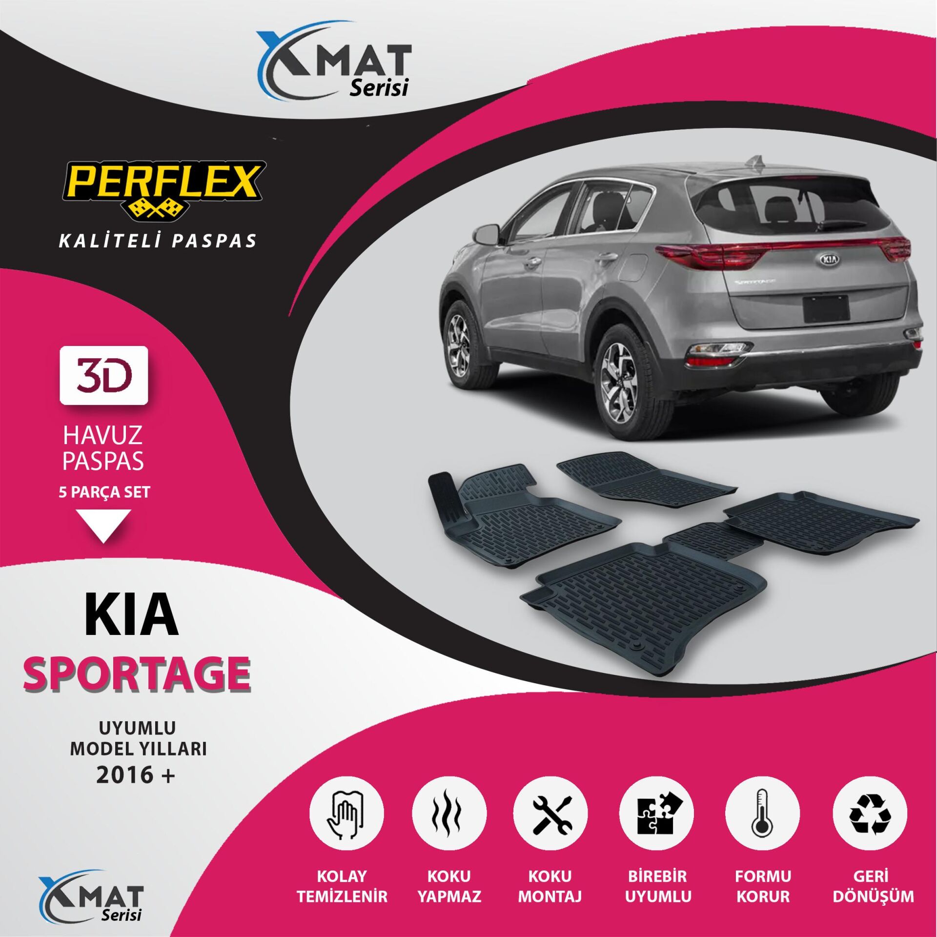 Perflex Paspas 3D Havuzlu X-Mat Sportage 2016+