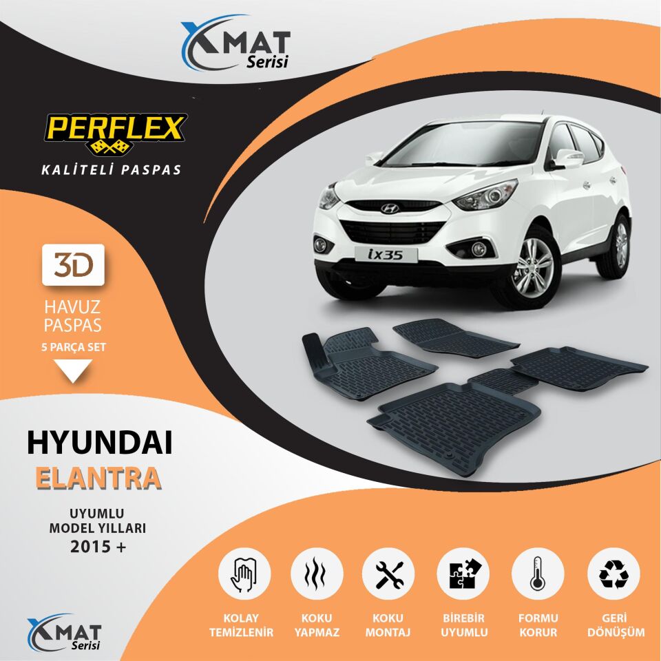 Perflex Paspas 3D Havuzlu X-Mat Elantra 2015+