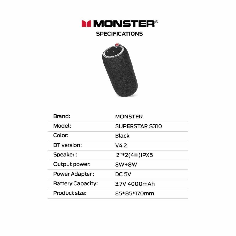 Monster Superstar S310 Tasinabilir Kablosuz Hoparlör 30W
