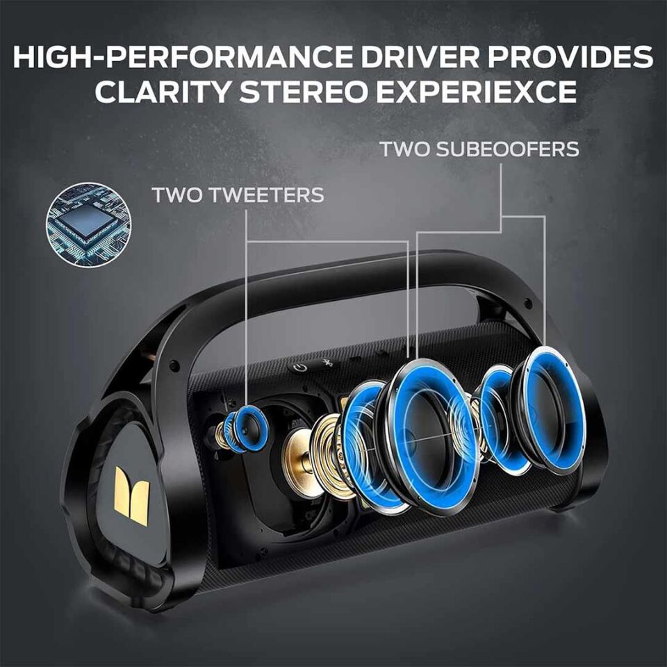 Monster Adventurer Max Boombox Çift Subwoofer'li IPX7 Su Geçirmez Bluetooth Hoparlör 60W