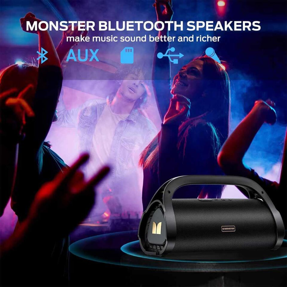 Monster Adventurer Max Boombox Çift Subwoofer'li IPX7 Su Geçirmez Bluetooth Hoparlör 60W