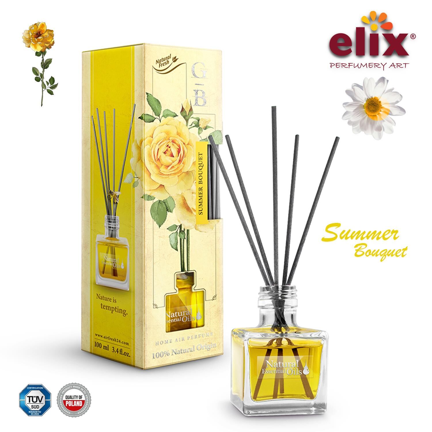 ELIX Dogal Çiçek Esanslari içeren, Ev - Ofis Kokusu 100ml. - Bergamot, Gardenya