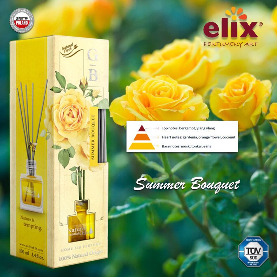 ELIX Dogal Çiçek Esanslari içeren, Ev - Ofis Kokusu 100ml. - Bergamot, Gardenya