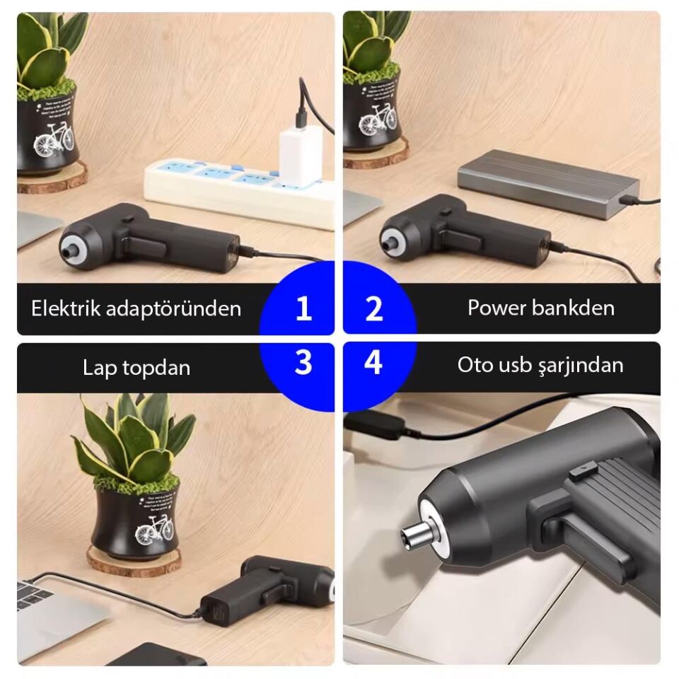 Kingsdun Sarjli Tornavida Seti 32 Parça Manyetik Uç 3.6V 1300mAH