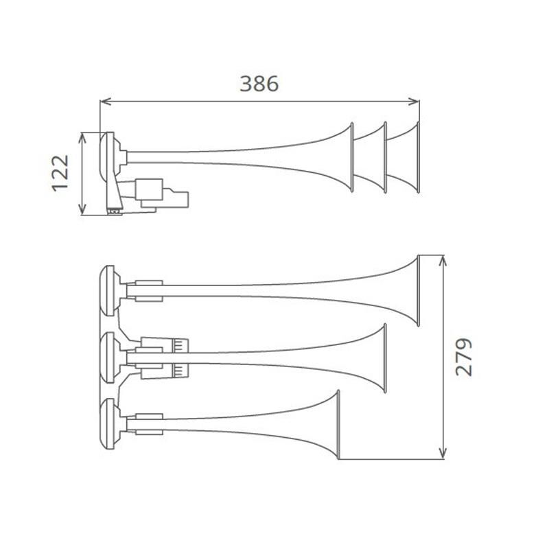 Seger Dali-Dali Havali Korna 12V, Krom Borulu