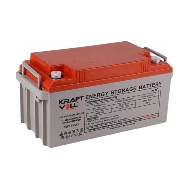 Kraftvoll 12V 66AH(10HR),70AH(20HR) Plus Cd Deep Cycle Gel Akü 18070001