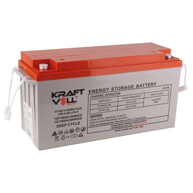Kraftvoll 12V 150AH(10HR),165AH(20HR) Super Plus Cd Deep Cycle Gel Akü 18070007