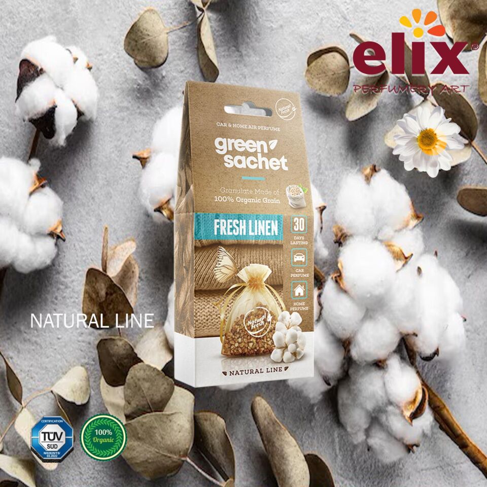 ELIX Natural Ahsap Granüllere Emdirilmis Özel Aromali Koku - Taze Keten