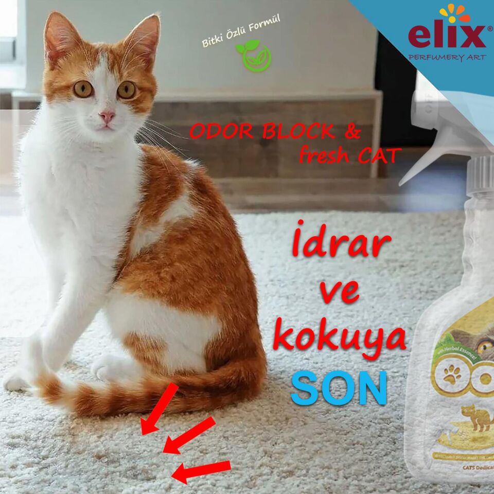 ELIX Bitki Özlü Kedi idrar Yapma ve Koku Önleyici Sprey 500ml.