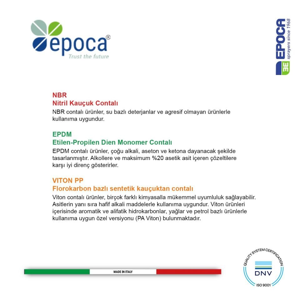 Epoca SKY 1,7 Lava - Yesil ve Kiremit Rengi Sivi Püskürtme  Pompasi 1,7Lt.