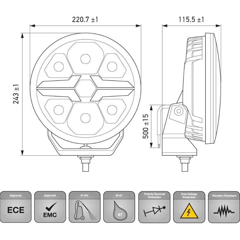 Hella Off-Road Valuefit Blade Led Uzun Far Krom 17W 9'' Beyaz-Amber Isik 1FJ357199-021