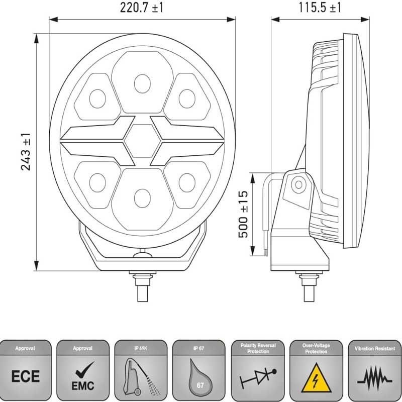 Hella Off-Road Valuefit Blade Led Uzun Far Krom 18W 9'' Beyaz-Amber Isik 1FJ357199-031