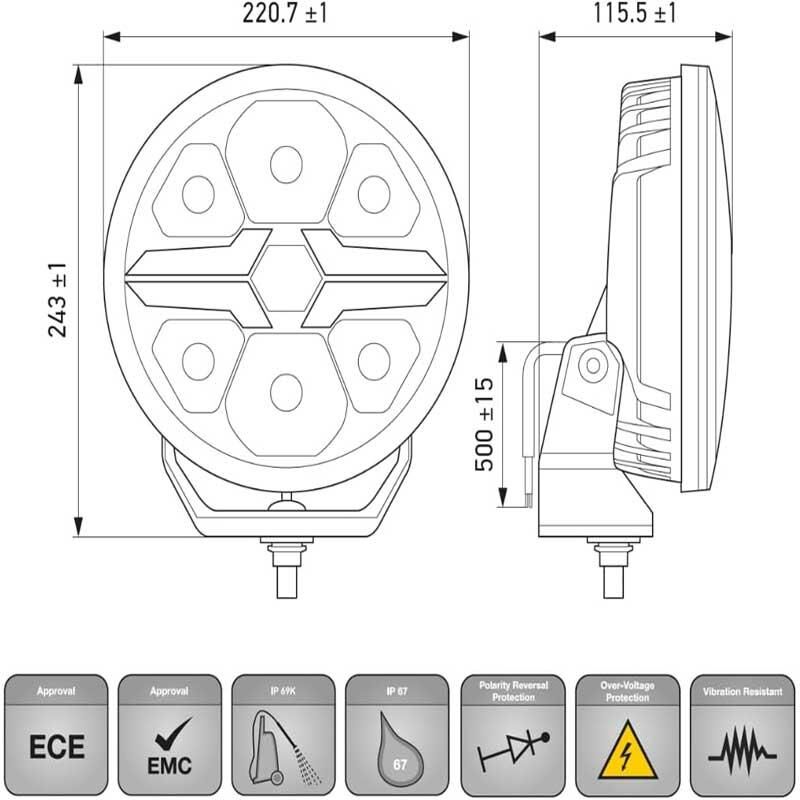 Hella Off-Road Valuefit Blade Led Uzun Far Siyah 17W 9'' Beyaz-Amber Isik 1FJ357199-061