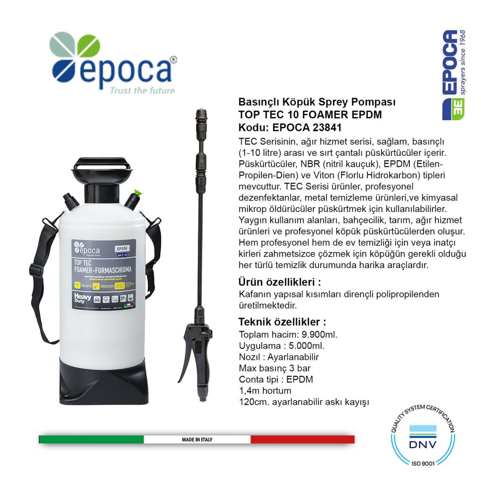 Epoca TOP TEC EPDM Köpük Pompasi 9,9Lt.- 1,4M.Hortumlu