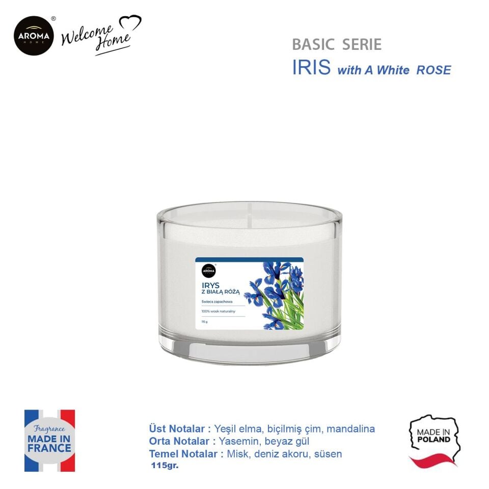 Aroma Basic Line Kokulu Mum Iris with a white rose  115gr.