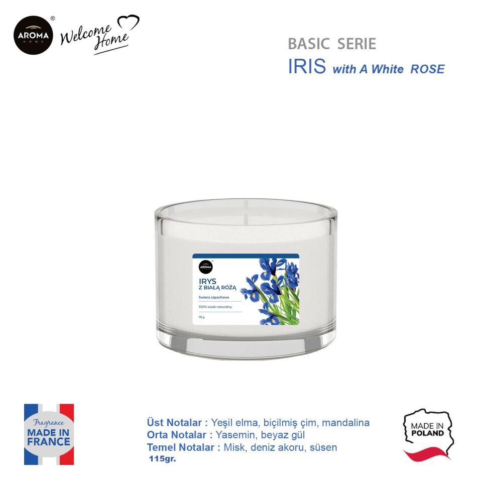 Aroma Basic Line Kokulu Mum Iris with a white rose  115gr.