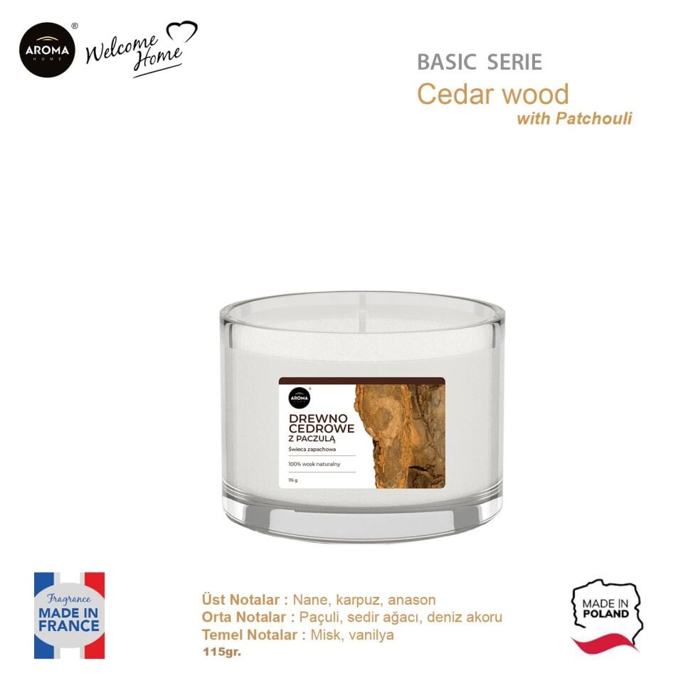 Aroma Basic Line Kokulu Mum Cedar wood with patchouli  115gr.