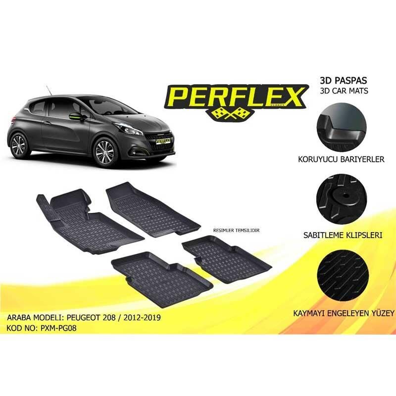 Perflex Paspas 3D Havuzlu Peugeout 208 2012-2019