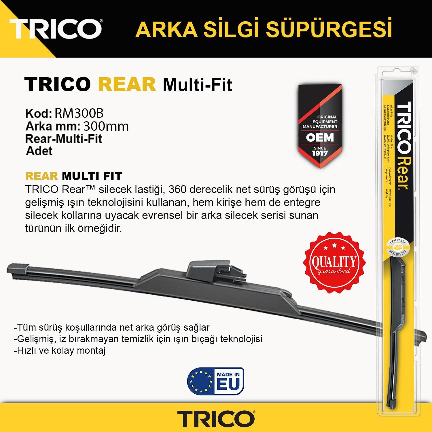 Trico MULTIFIT Arka Tek Silecek 300mm RM300B