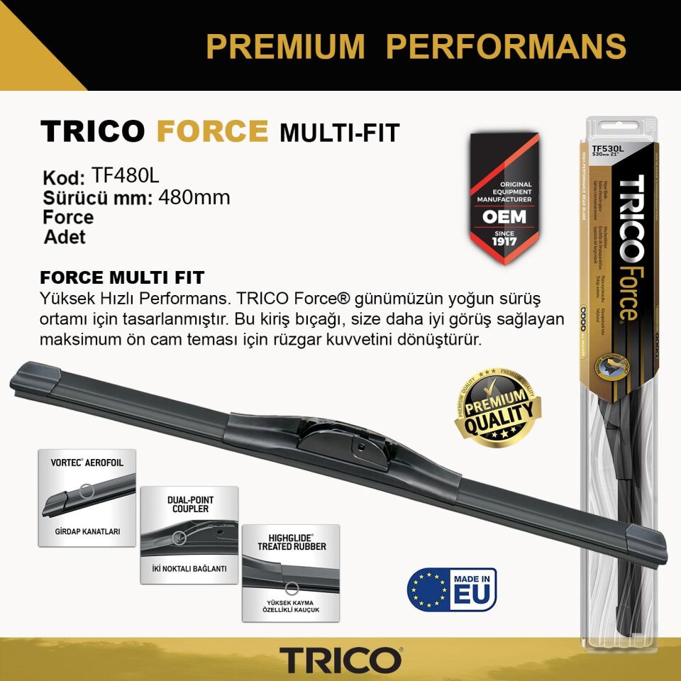 Trico FORCE MULTIFIT Tek Silecek 480mm TF480L