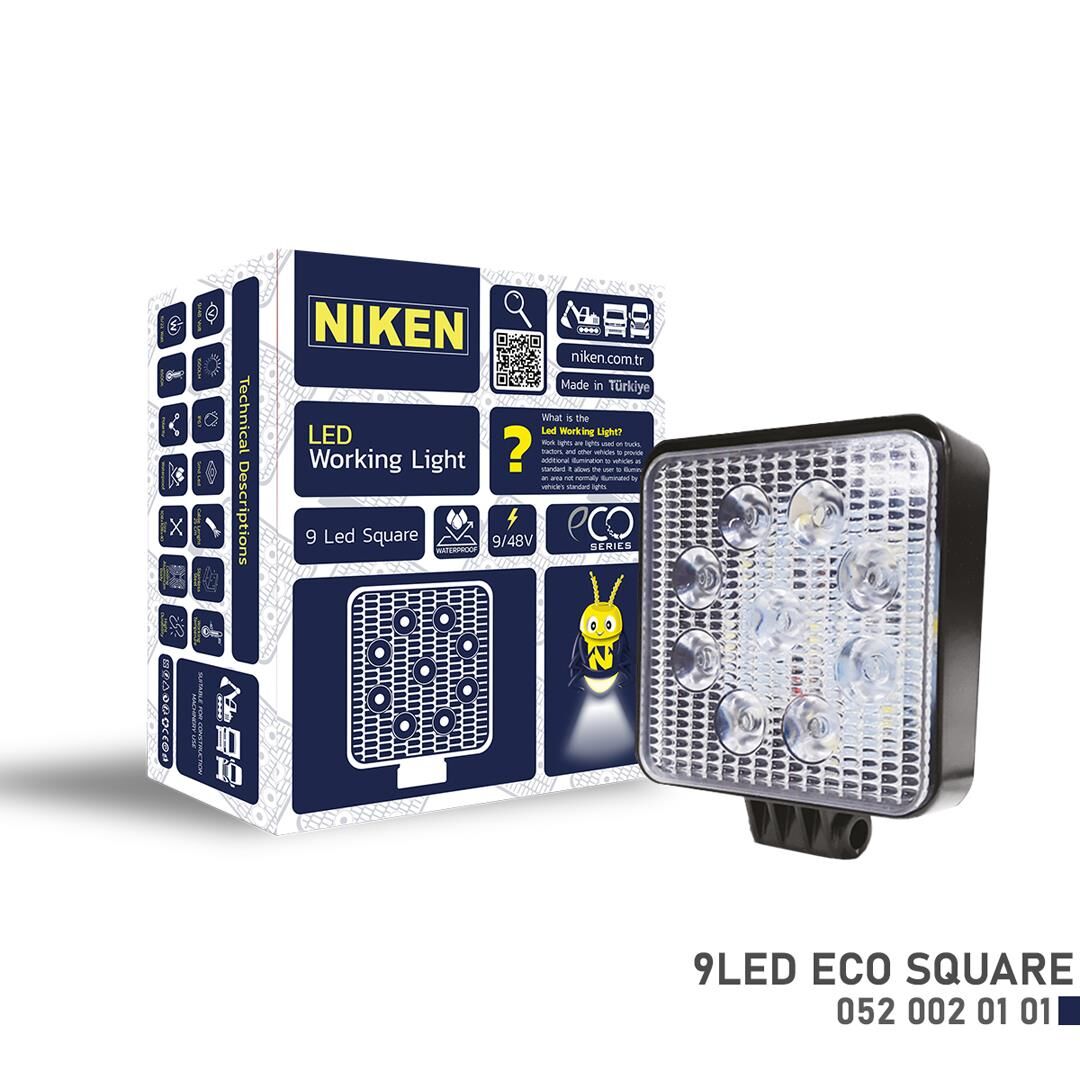 Niken Calisma Lambasi 9 Ledli Kare ECO Seri 27-22W 12V 24V 052 002 01 01