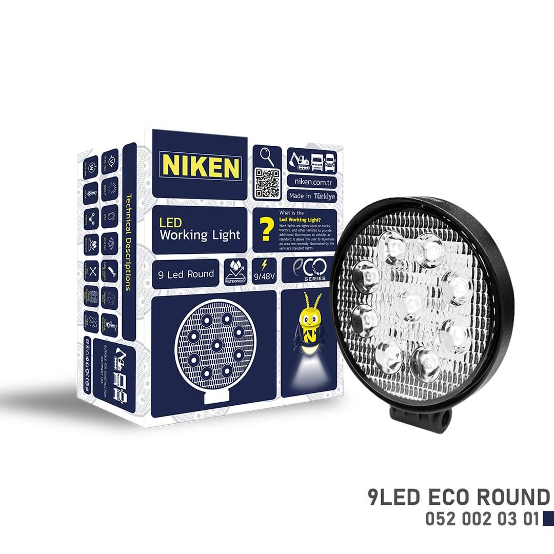 Niken Calisma Lambasi 9 Ledli Yuvarlak ECO Seri 27-22W 12V 24V 052 002 03 01