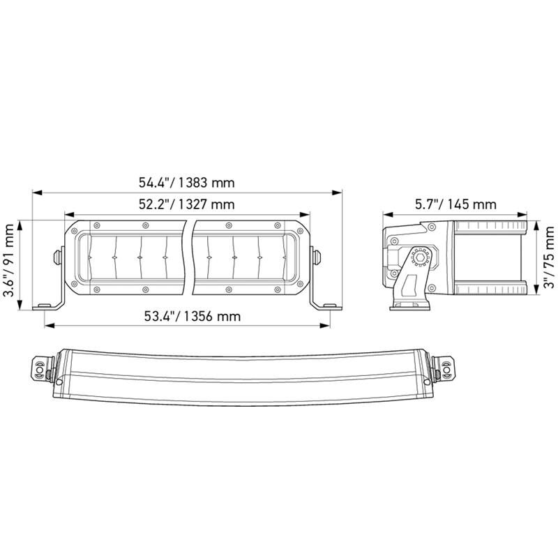 Hella Off-Road Led Lamba 12V-24V Black Magic Curved Lightbar 52'' 1GJ358197-641