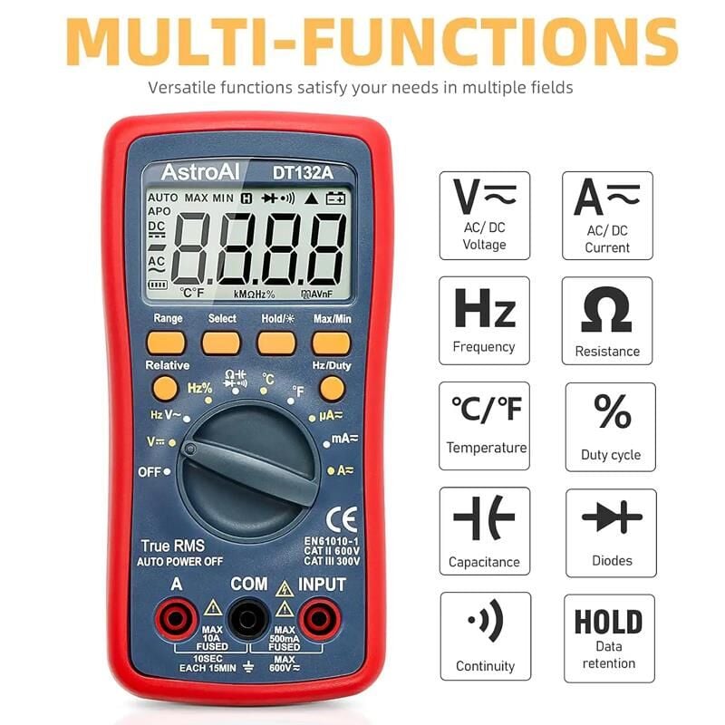 Astroai Dijital Multimetre 4000 Counts Test Cihazi DT132A