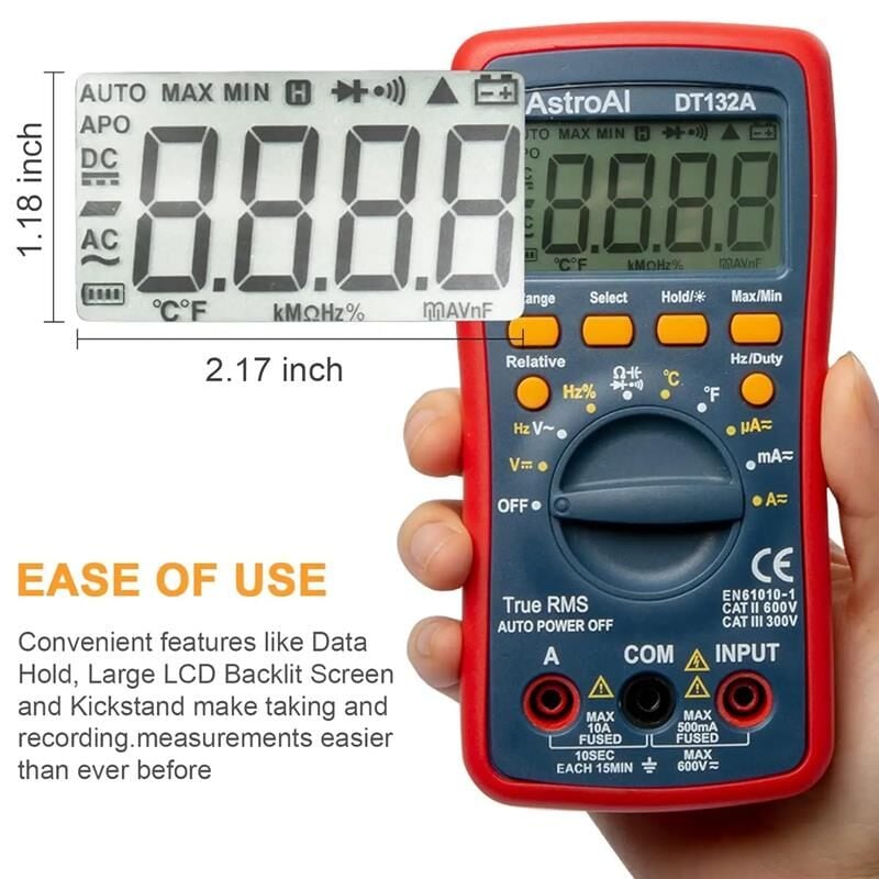 Astroai Dijital Multimetre 4000 Counts Test Cihazi DT132A