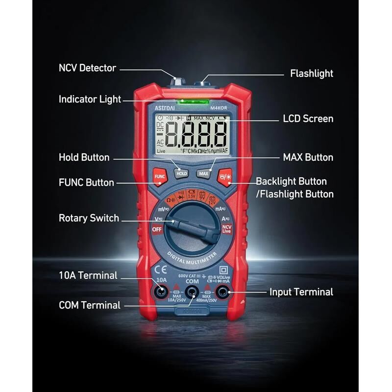 Astroai Dijital Multimetre TRMS 4000 Counts Test Cihazi M4KOR