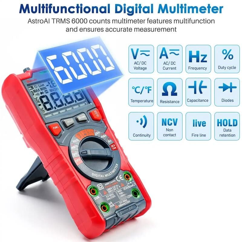 Astroai Dijital Multimetre TRMS 6000 Counts Test Cihazi M6KOR