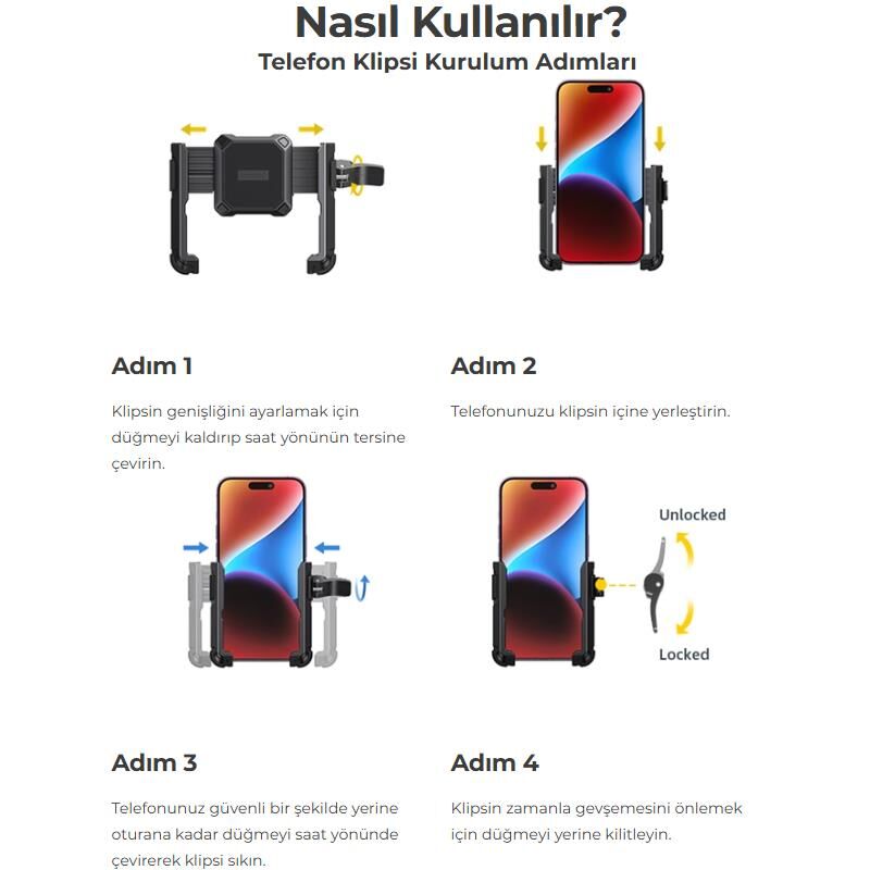 Lamicall Motosiklet ve Bisiklet Telefon Tutucu Hizli Sök Tak BP09B