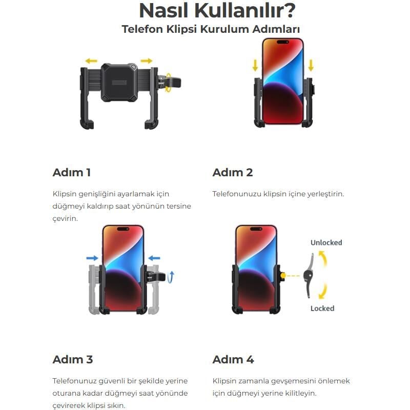 Lamicall Motosiklet ve Bisiklet Telefon Tutucu Hizli Sök Tak BP09B