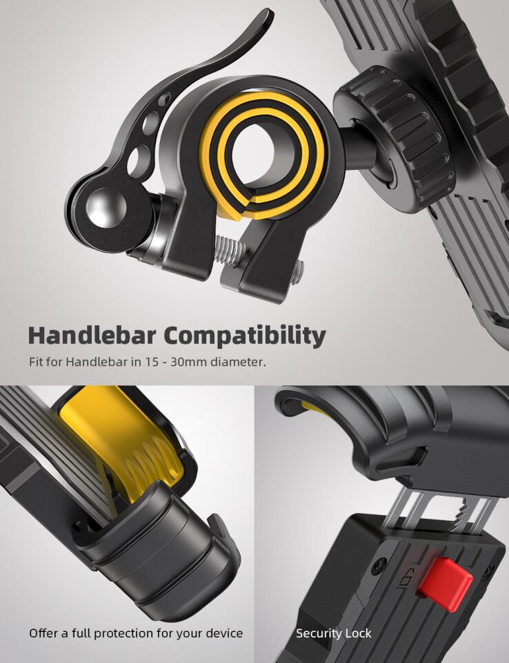 Lamicall Motosiklet ve Bisiklet Telefon Tutucu 360 Derece Döndürülebilir BM02YELLOW